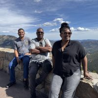 Namibians with mountains in background