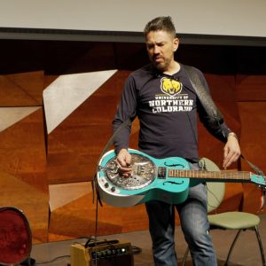 Ansel on his dobro on stage
